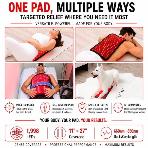 Large Red Light Therapy Pad – 27” x 11” with 1,998 LEDs