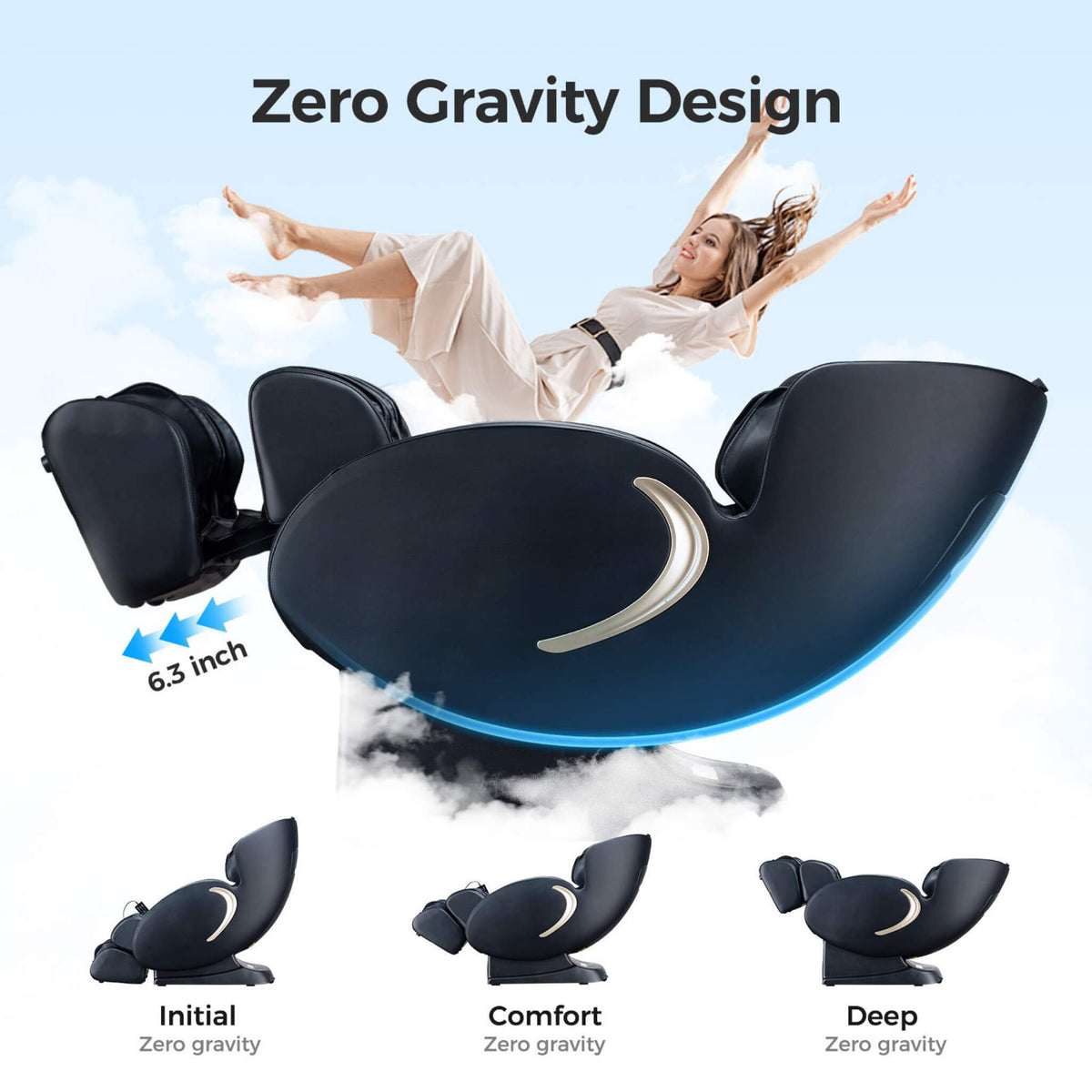 BossCare Full-Body 3D Zero-Gravity Shiatsu Recliner Massage Chair with App